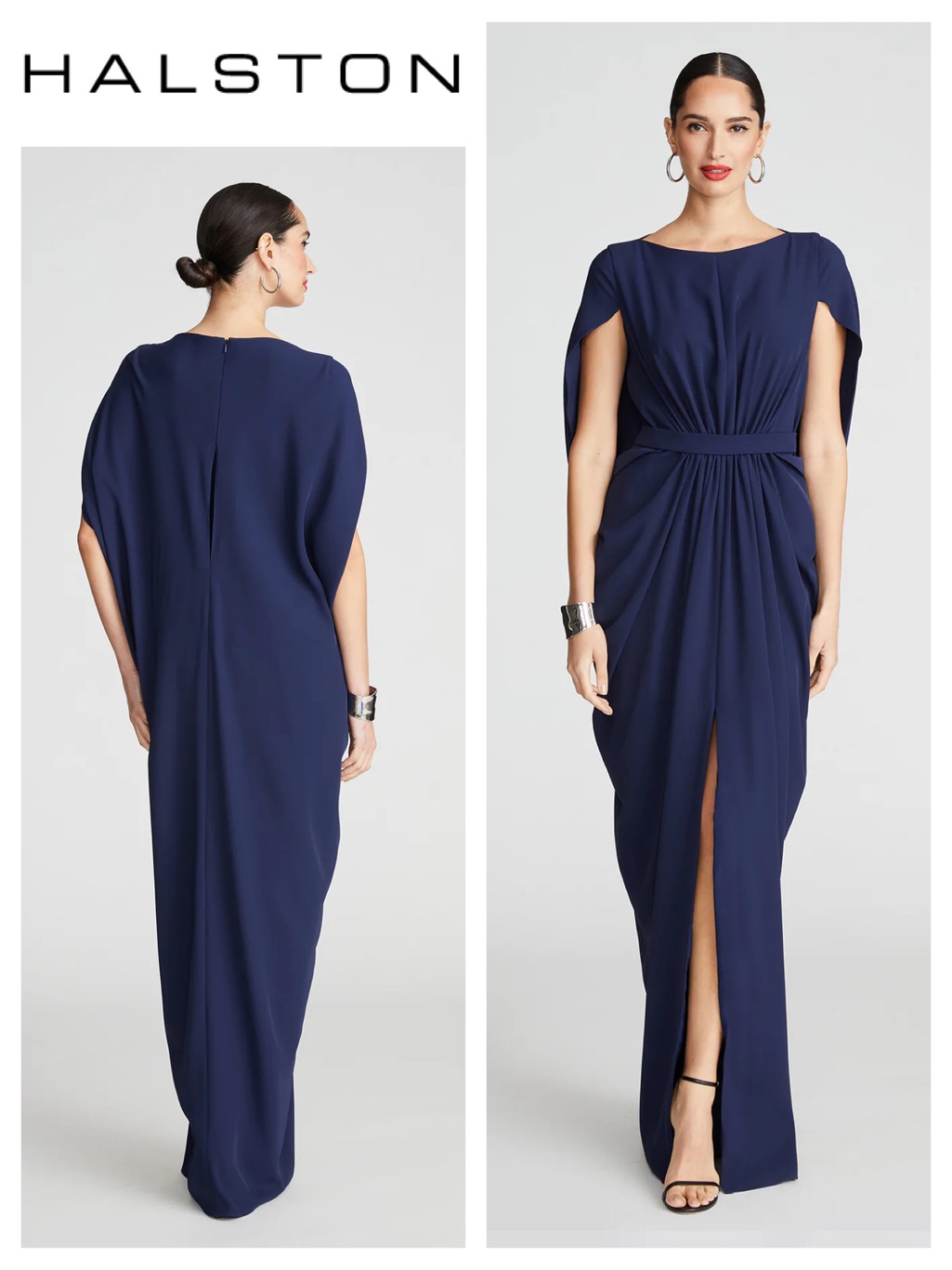Halston Starla Gown In Fluid Crepe